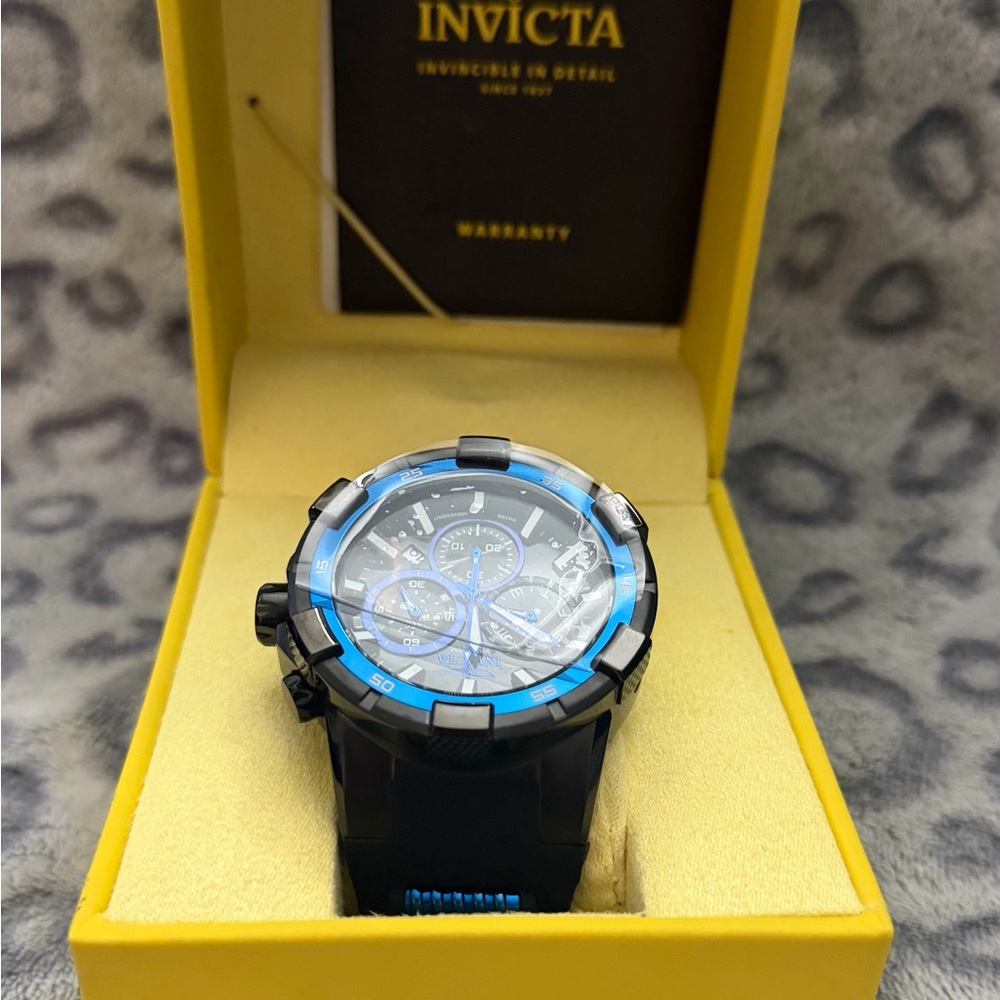 Invicta Black and Blue Chronograph Watch Men's